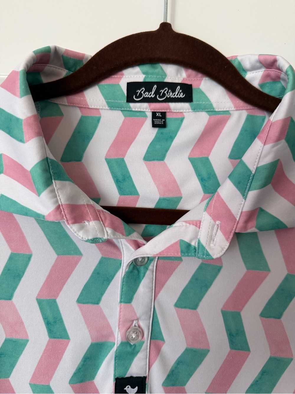 Bad Birdie Teal & Pink Chevron Button-Down Shirt